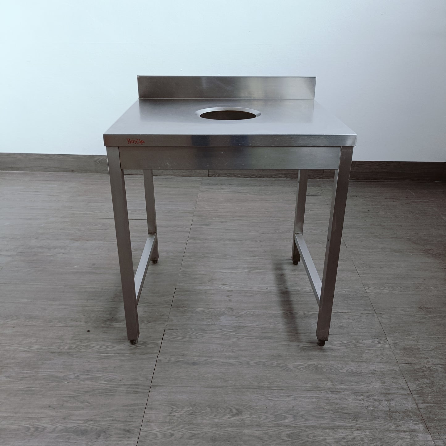 tavolo in acciaio inox con sbarazzo per cucina 80 x 70 cm