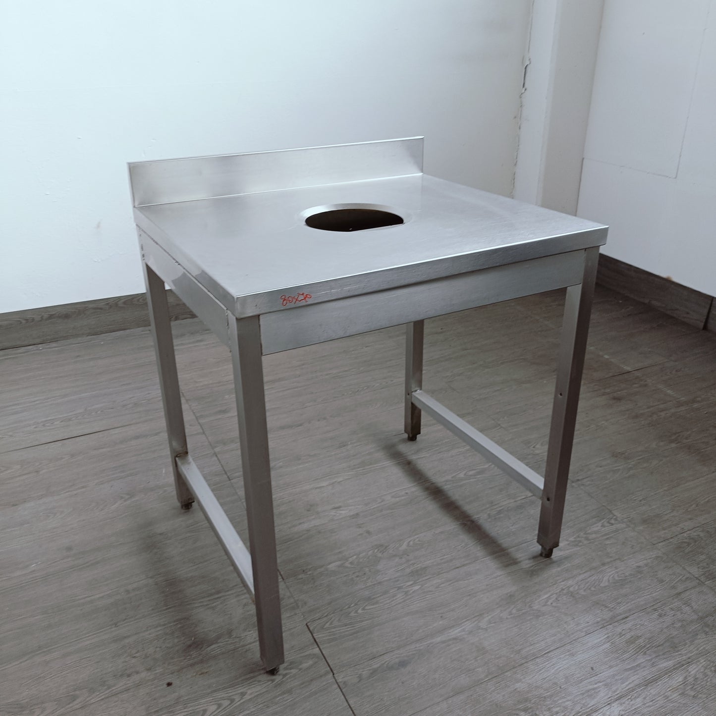 tavolo in acciaio inox con sbarazzo per cucina 80 x 70 cm
