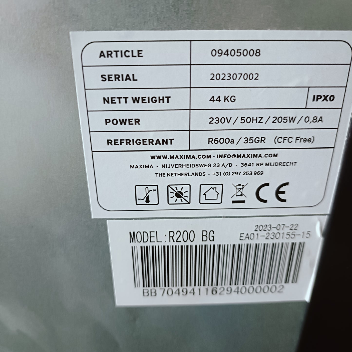 Frigo Vetrina Maxima R200BG - 200 Litri, Condizioni Pari al Nuovo