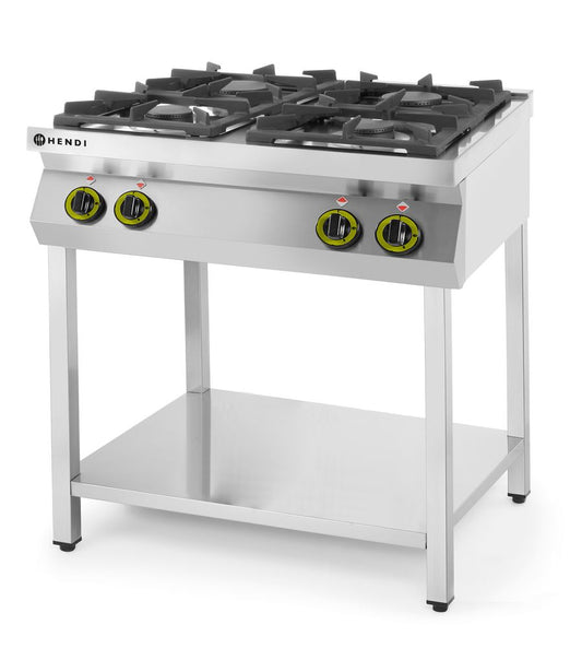 Cucina a gas Cucina Linea 4 bruciatori con supporto aperto, HENDI, Kitchen Line, 19kW, 800x700x(H)900mm