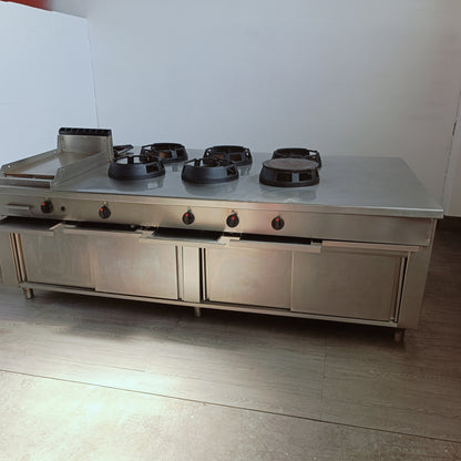 cucina cinese Wok 7 fuochi in acciaio inox AISI 304