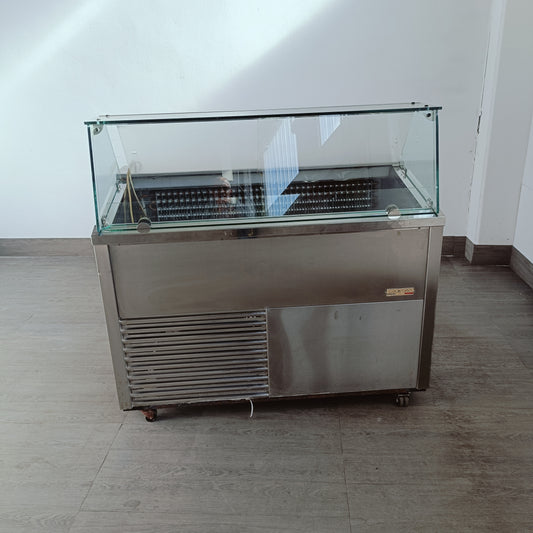  Vetrina refrigerata per gelati Gelorama 131x70x97 cm con pannelli trasparenti e illuminazione 